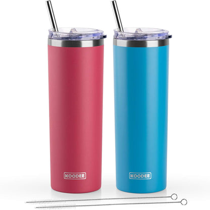 20 oz Stainless Steel Skinny Tumbler Double Wall Insulated Slim Water Tumbler Cup for Coffee, Tea (Baby Blue)