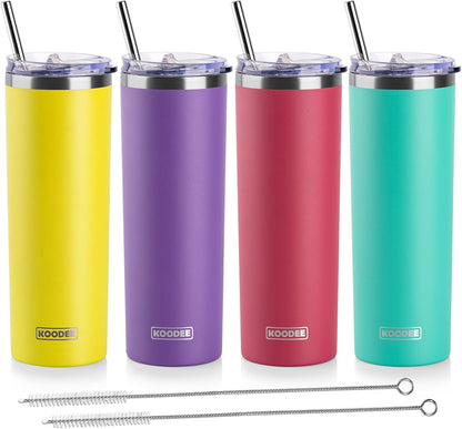 20 oz Stainless Steel Skinny Tumbler Double Wall Insulated Slim Water Tumbler Cup for Coffee, Tea (Baby Blue)