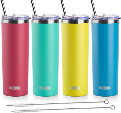20 oz Stainless Steel Skinny Tumbler Double Wall Insulated Slim Water Tumbler Cup for Coffee, Tea (Baby Blue)
