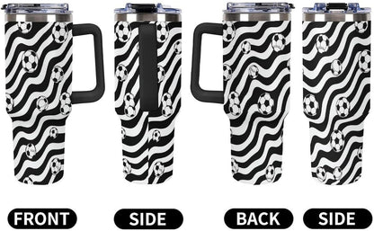 Leakproof Tumbler Vacuum Sealed Car Holder Friendly For Travel Simple Minimalist White Poppy Flower Pattern Coffee Mug Light Rose Red-style-27 - Colors D