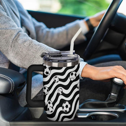 Leakproof Tumbler Vacuum Sealed Car Holder Friendly For Travel Simple Minimalist White Poppy Flower Pattern Coffee Mug Light Rose Red-style-27 - Colors D