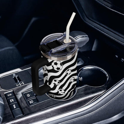 Leakproof Tumbler Vacuum Sealed Car Holder Friendly For Travel Simple Minimalist White Poppy Flower Pattern Coffee Mug Light Rose Red-style-27 - Colors D