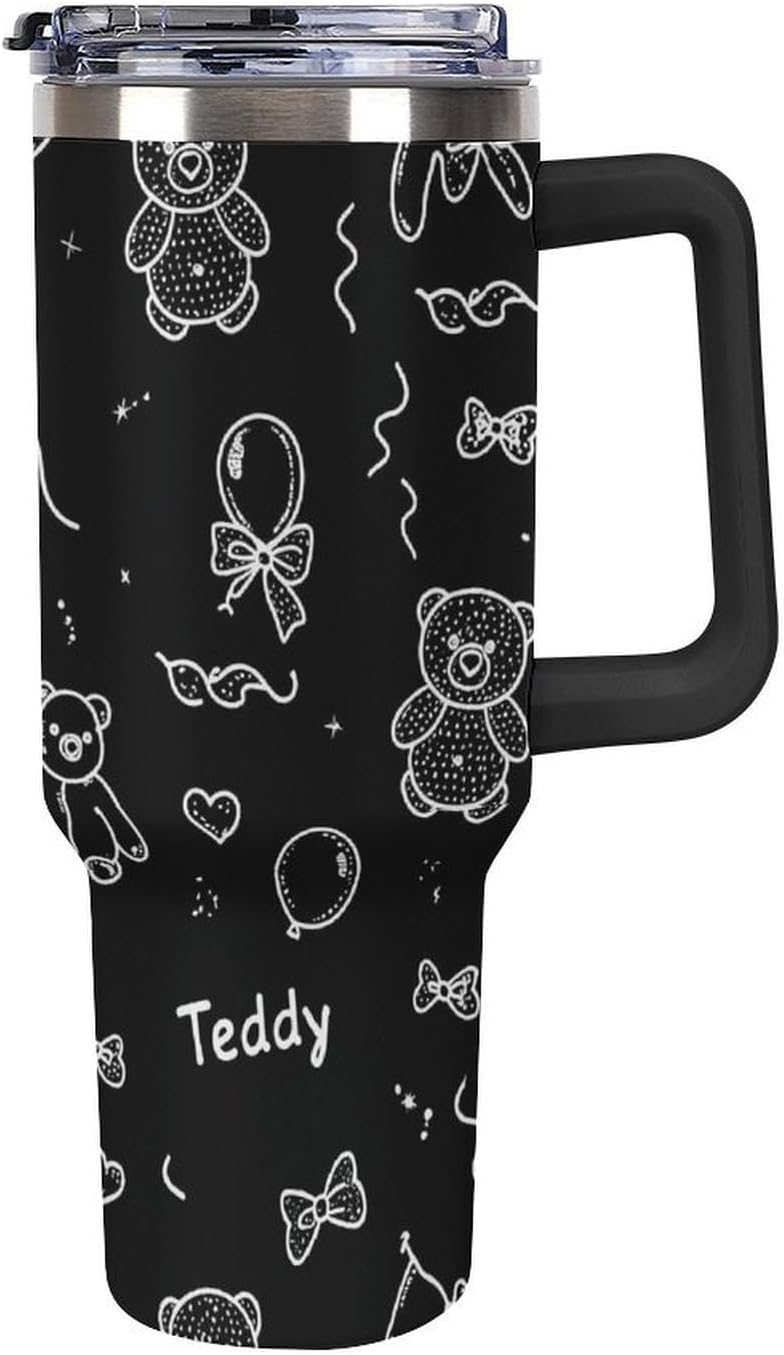 Leakproof Tumbler Vacuum Sealed Car Holder Friendly For Travel Simple Minimalist White Poppy Flower Pattern Coffee Mug Light Rose Red-style-27 - Colors D
