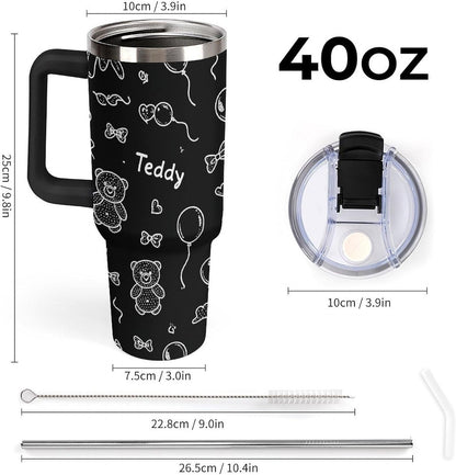 Leakproof Tumbler Vacuum Sealed Car Holder Friendly For Travel Simple Minimalist White Poppy Flower Pattern Coffee Mug Light Rose Red-style-27 - Colors D