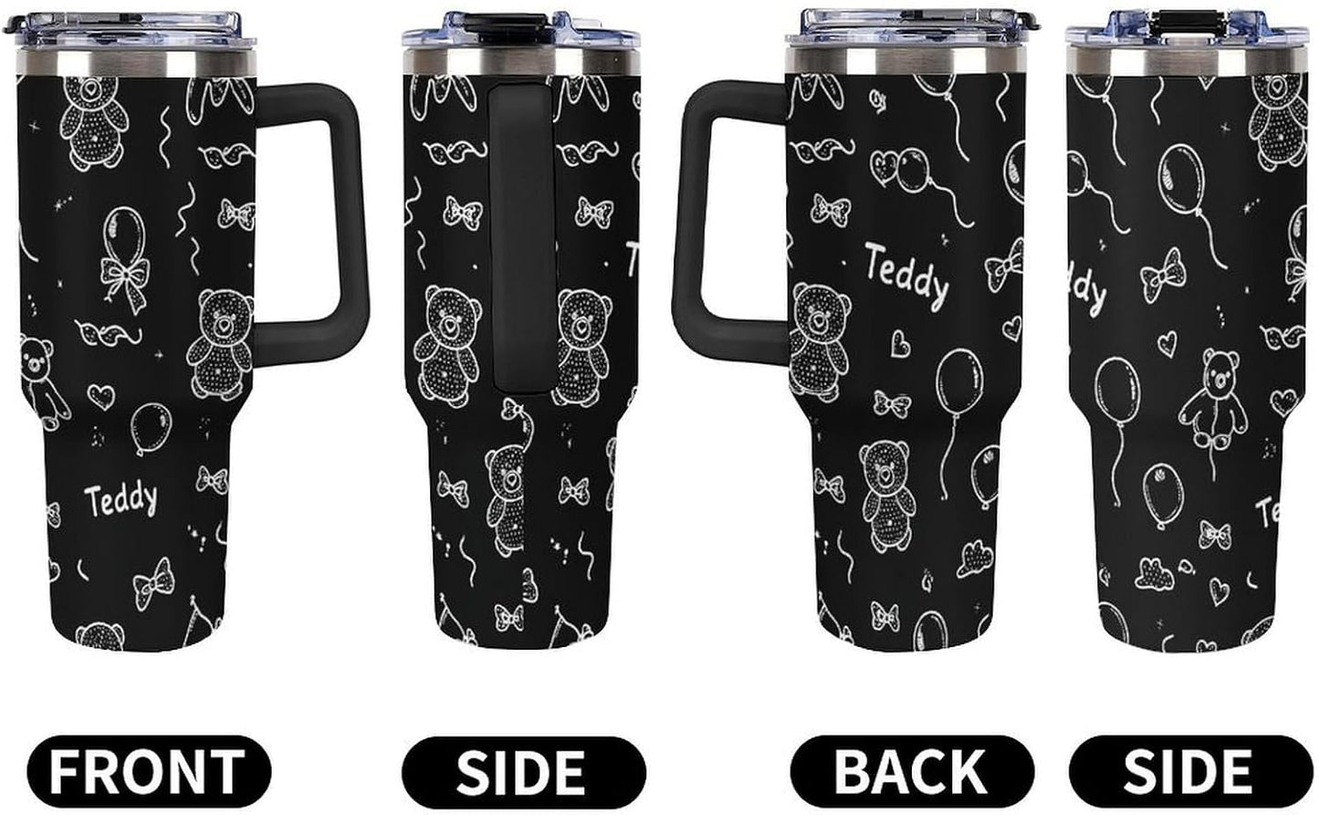 Leakproof Tumbler Vacuum Sealed Car Holder Friendly For Travel Simple Minimalist White Poppy Flower Pattern Coffee Mug Light Rose Red-style-27 - Colors D