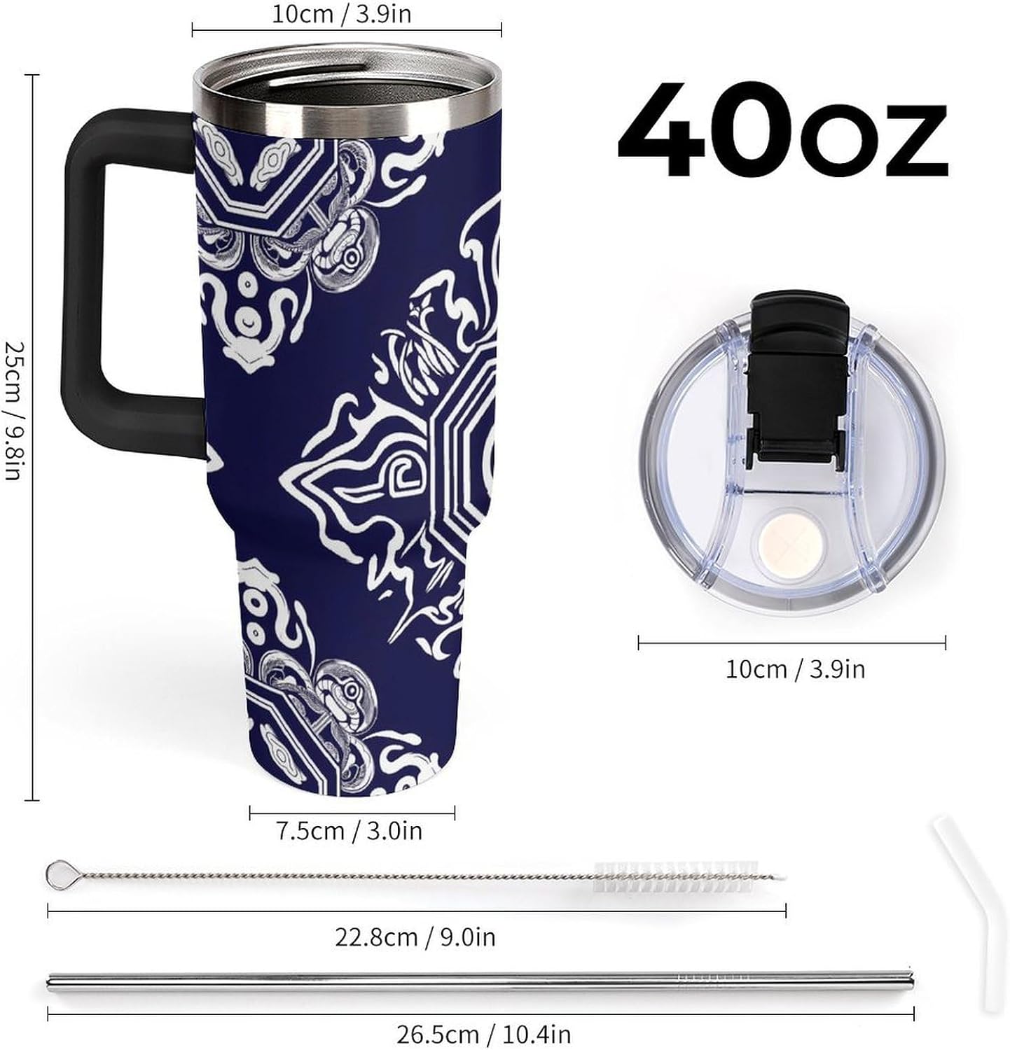 Leakproof Tumbler Vacuum Sealed Car Holder Friendly For Travel Simple Minimalist White Poppy Flower Pattern Coffee Mug Light Rose Red-style-27 - Colors D