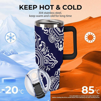 Leakproof Tumbler Vacuum Sealed Car Holder Friendly For Travel Simple Minimalist White Poppy Flower Pattern Coffee Mug Light Rose Red-style-27 - Colors D