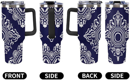 Leakproof Tumbler Vacuum Sealed Car Holder Friendly For Travel Simple Minimalist White Poppy Flower Pattern Coffee Mug Light Rose Red-style-27 - Colors D
