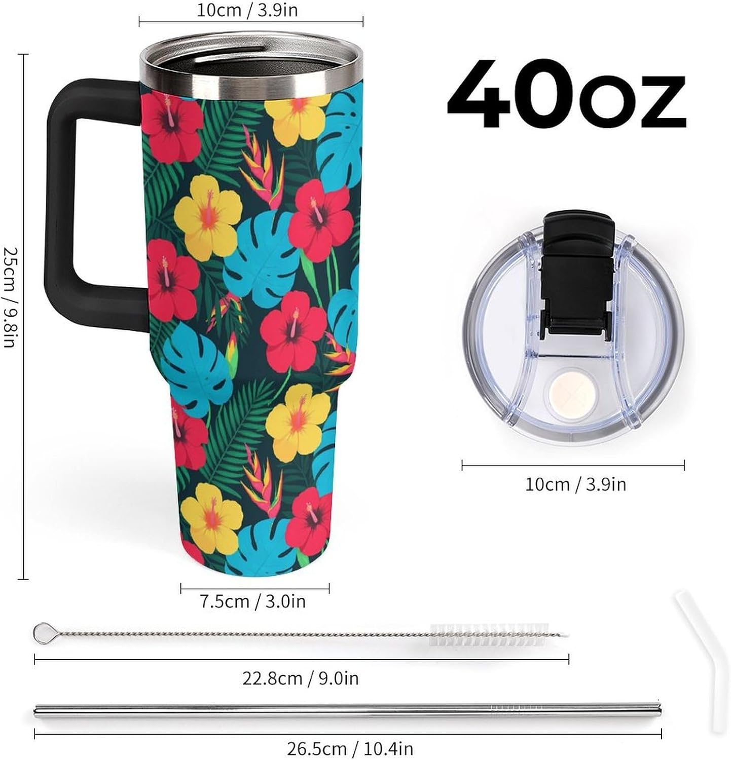 Leakproof Tumbler Vacuum Sealed Car Holder Friendly For Travel Simple Minimalist White Poppy Flower Pattern Coffee Mug Light Rose Red-style-27 - Colors D