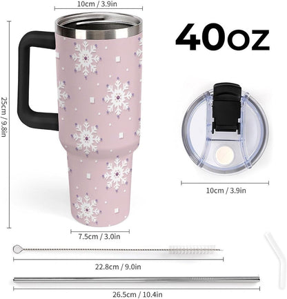 Leakproof Tumbler Vacuum Sealed Car Holder Friendly For Travel Simple Minimalist White Poppy Flower Pattern Coffee Mug Light Rose Red-style-27 - Colors D