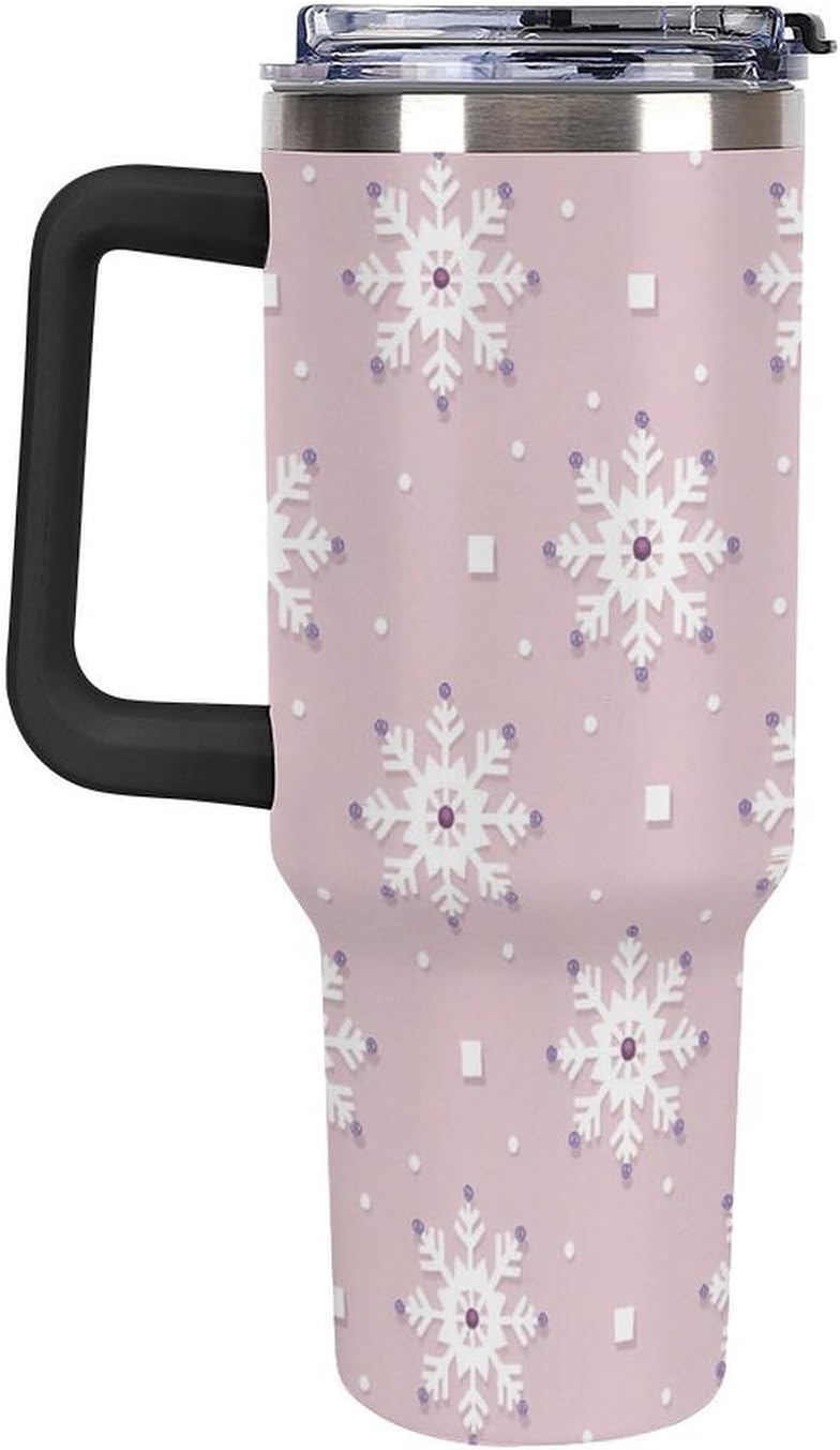 Leakproof Tumbler Vacuum Sealed Car Holder Friendly For Travel Simple Minimalist White Poppy Flower Pattern Coffee Mug Light Rose Red-style-27 - Colors D
