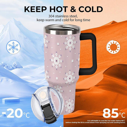 Leakproof Tumbler Vacuum Sealed Car Holder Friendly For Travel Simple Minimalist White Poppy Flower Pattern Coffee Mug Light Rose Red-style-27 - Colors D