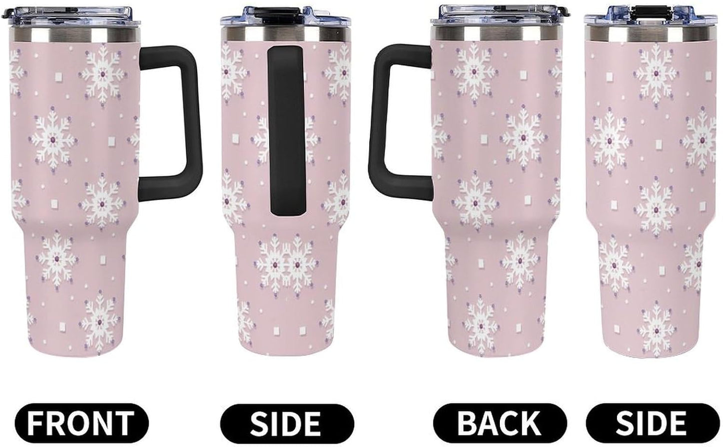Leakproof Tumbler Vacuum Sealed Car Holder Friendly For Travel Simple Minimalist White Poppy Flower Pattern Coffee Mug Light Rose Red-style-27 - Colors D