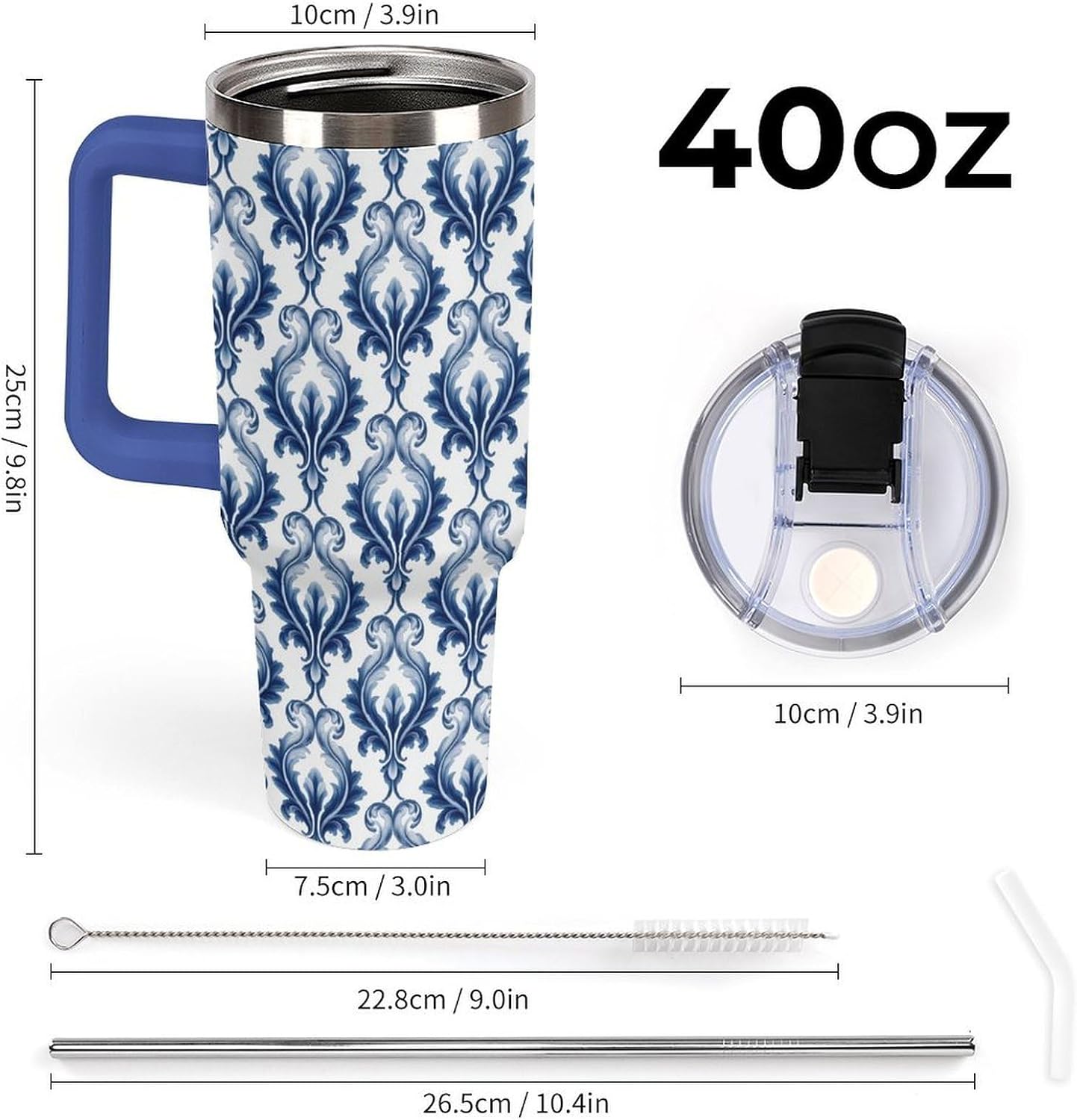 Leakproof Tumbler Vacuum Sealed Car Holder Friendly For Travel Simple Minimalist White Poppy Flower Pattern Coffee Mug Light Rose Red-style-27 - Colors D