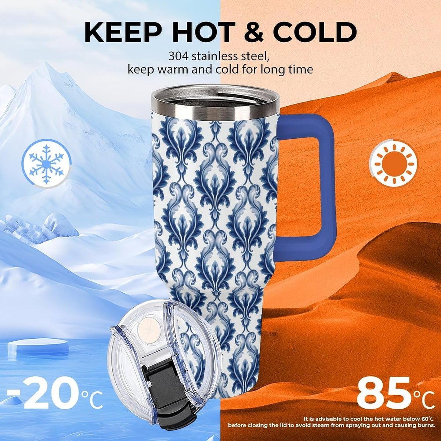 Leakproof Tumbler Vacuum Sealed Car Holder Friendly For Travel Simple Minimalist White Poppy Flower Pattern Coffee Mug Light Rose Red-style-27 - Colors D