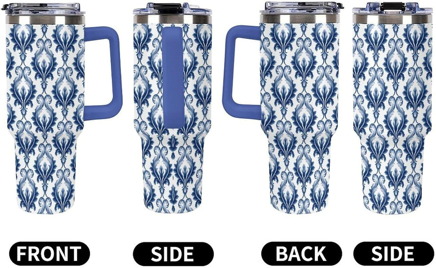 Leakproof Tumbler Vacuum Sealed Car Holder Friendly For Travel Simple Minimalist White Poppy Flower Pattern Coffee Mug Light Rose Red-style-27 - Colors D