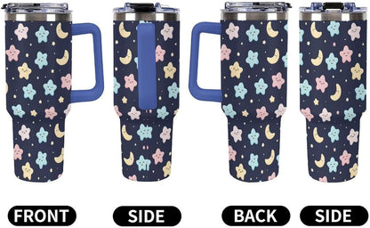 Leakproof Tumbler Vacuum Sealed Car Holder Friendly For Travel Simple Minimalist White Poppy Flower Pattern Coffee Mug Light Rose Red-style-27 - Colors D