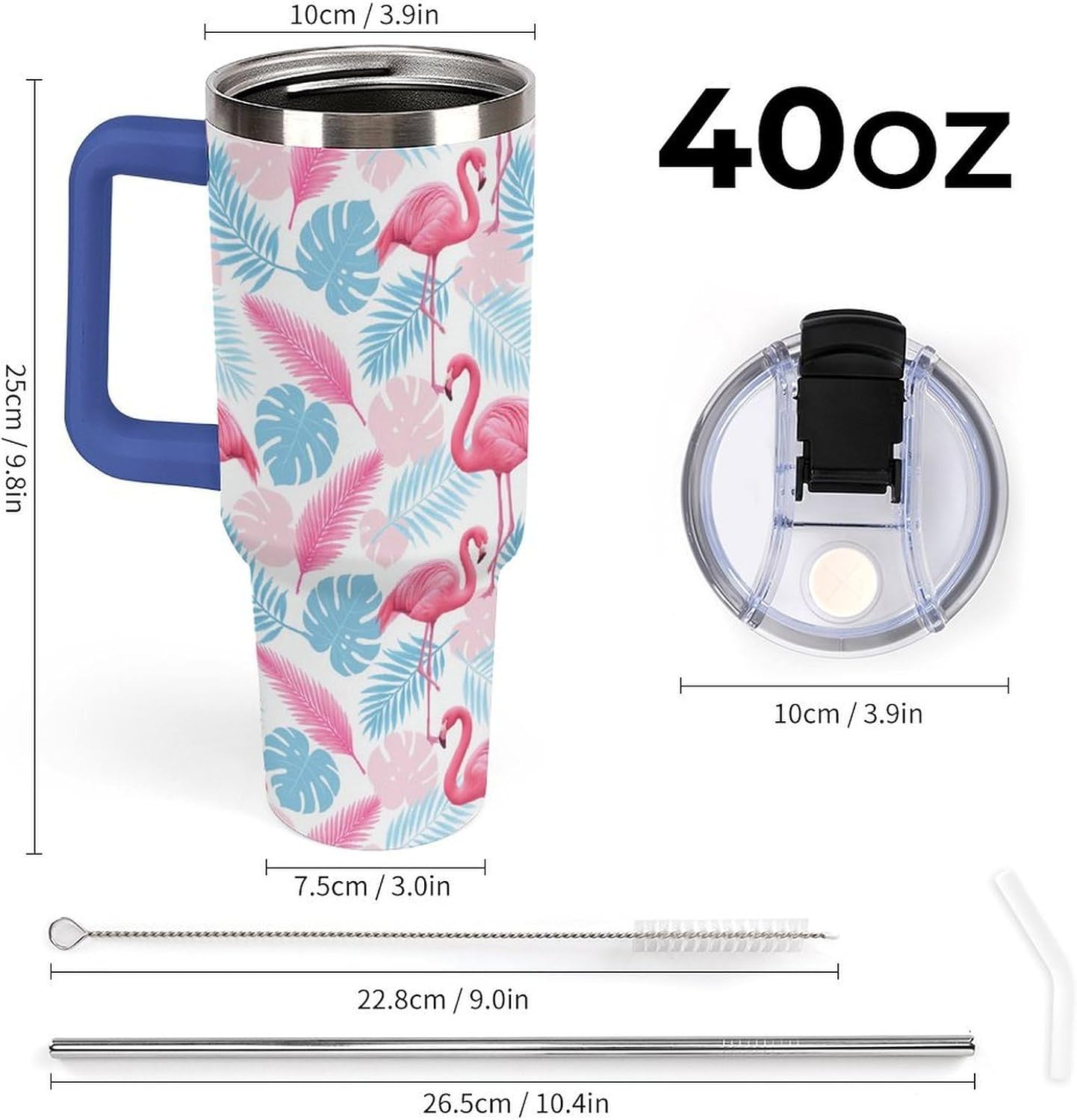 Leakproof Tumbler Vacuum Sealed Car Holder Friendly For Travel Simple Minimalist White Poppy Flower Pattern Coffee Mug Light Rose Red-style-27 - Colors D