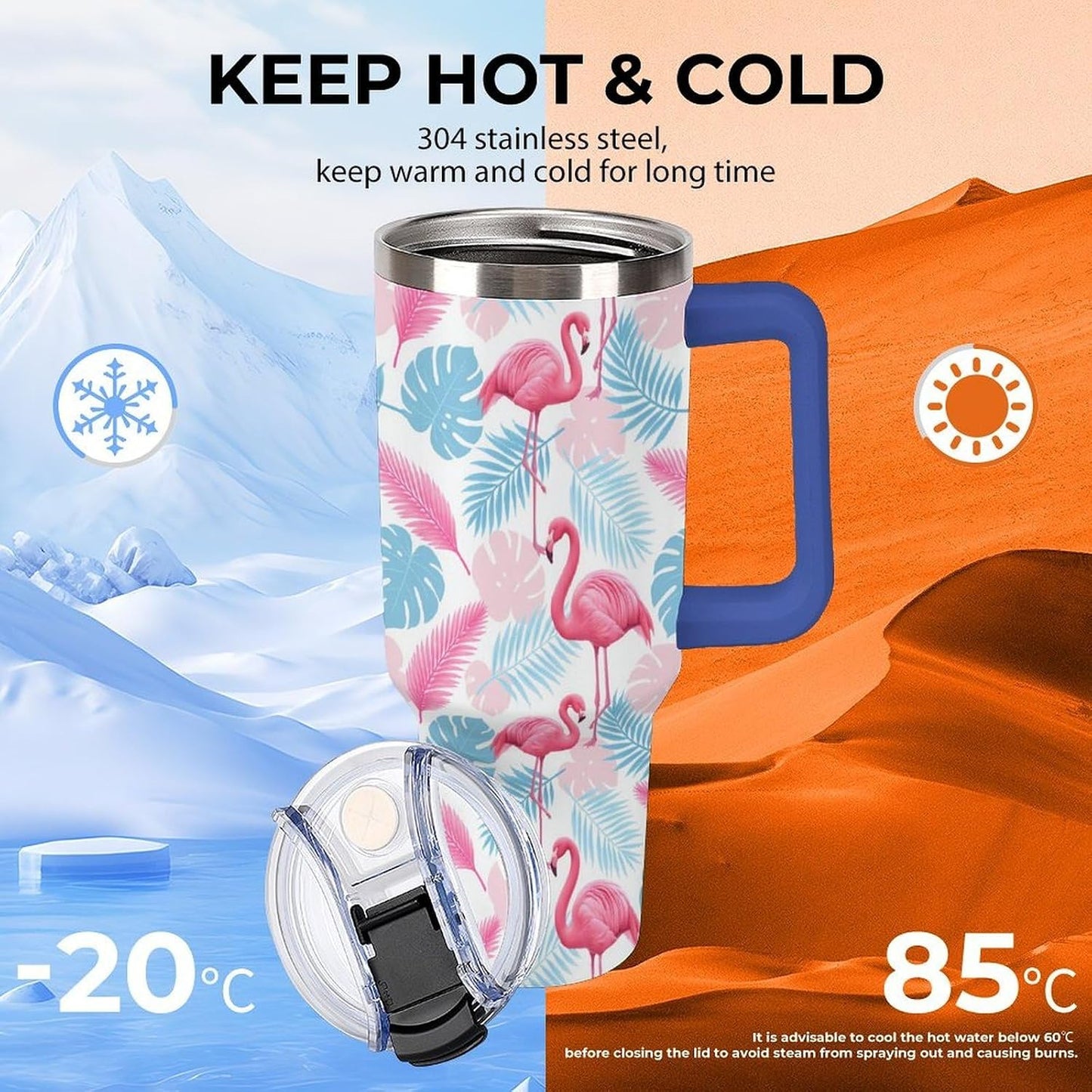 Leakproof Tumbler Vacuum Sealed Car Holder Friendly For Travel Simple Minimalist White Poppy Flower Pattern Coffee Mug Light Rose Red-style-27 - Colors D