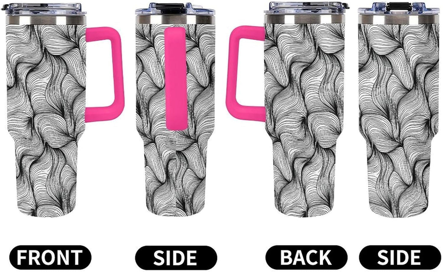 Leakproof Tumbler Vacuum Sealed Car Holder Friendly For Travel Simple Minimalist White Poppy Flower Pattern Coffee Mug Light Rose Red-style-27 - Colors D