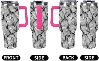 Leakproof Tumbler Vacuum Sealed Car Holder Friendly For Travel Simple Minimalist White Poppy Flower Pattern Coffee Mug Light Rose Red-style-27 - Colors D