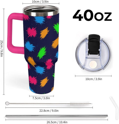 Leakproof Tumbler Vacuum Sealed Car Holder Friendly For Travel Simple Minimalist White Poppy Flower Pattern Coffee Mug Light Rose Red-style-27 - Colors D