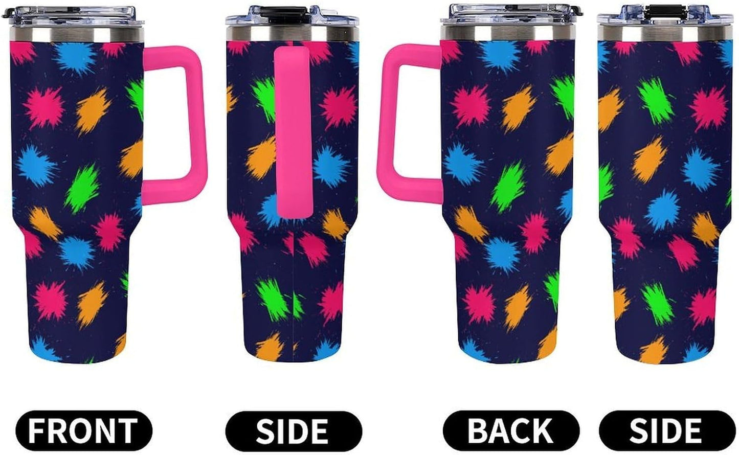Leakproof Tumbler Vacuum Sealed Car Holder Friendly For Travel Simple Minimalist White Poppy Flower Pattern Coffee Mug Light Rose Red-style-27 - Colors D