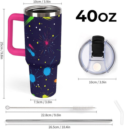 Leakproof Tumbler Vacuum Sealed Car Holder Friendly For Travel Simple Minimalist White Poppy Flower Pattern Coffee Mug Light Rose Red-style-27 - Colors D