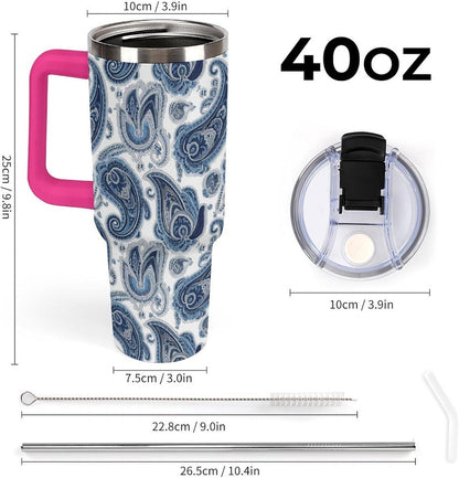 Leakproof Tumbler Vacuum Sealed Car Holder Friendly For Travel Simple Minimalist White Poppy Flower Pattern Coffee Mug Light Rose Red-style-27 - Colors D