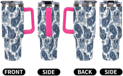 Leakproof Tumbler Vacuum Sealed Car Holder Friendly For Travel Simple Minimalist White Poppy Flower Pattern Coffee Mug Light Rose Red-style-27 - Colors D