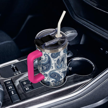 Leakproof Tumbler Vacuum Sealed Car Holder Friendly For Travel Simple Minimalist White Poppy Flower Pattern Coffee Mug Light Rose Red-style-27 - Colors D