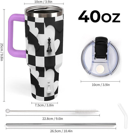 Leakproof Tumbler Vacuum Sealed Car Holder Friendly For Travel Simple Minimalist White Poppy Flower Pattern Coffee Mug Light Rose Red-style-27 - Colors D