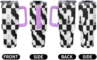 Leakproof Tumbler Vacuum Sealed Car Holder Friendly For Travel Simple Minimalist White Poppy Flower Pattern Coffee Mug Light Rose Red-style-27 - Colors D