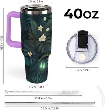 Leakproof Tumbler Vacuum Sealed Car Holder Friendly For Travel Simple Minimalist White Poppy Flower Pattern Coffee Mug Light Rose Red-style-27 - Colors D