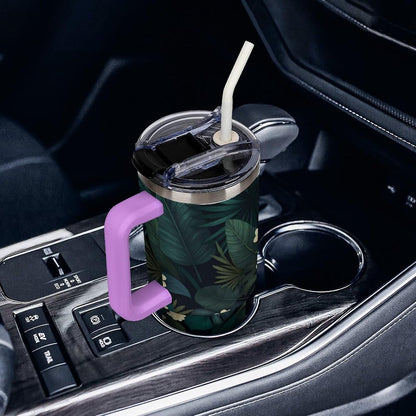 Leakproof Tumbler Vacuum Sealed Car Holder Friendly For Travel Simple Minimalist White Poppy Flower Pattern Coffee Mug Light Rose Red-style-27 - Colors D