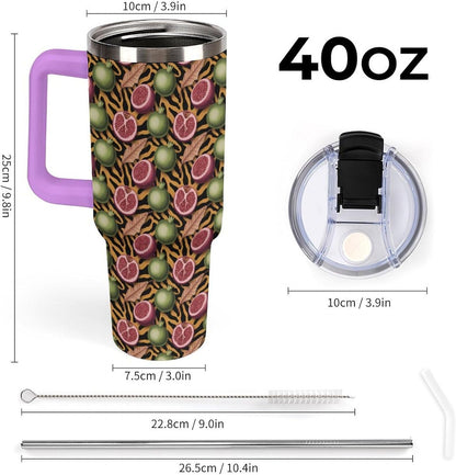 Leakproof Tumbler Vacuum Sealed Car Holder Friendly For Travel Simple Minimalist White Poppy Flower Pattern Coffee Mug Light Rose Red-style-27 - Colors D