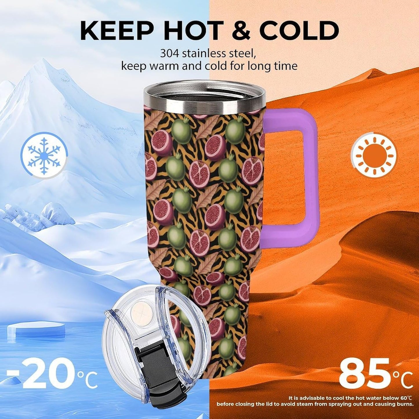 Leakproof Tumbler Vacuum Sealed Car Holder Friendly For Travel Simple Minimalist White Poppy Flower Pattern Coffee Mug Light Rose Red-style-27 - Colors D