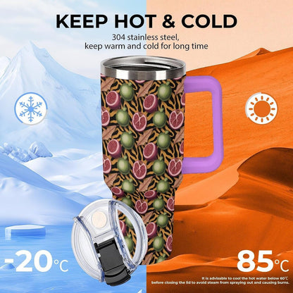 Leakproof Tumbler Vacuum Sealed Car Holder Friendly For Travel Simple Minimalist White Poppy Flower Pattern Coffee Mug Light Rose Red-style-27 - Colors D