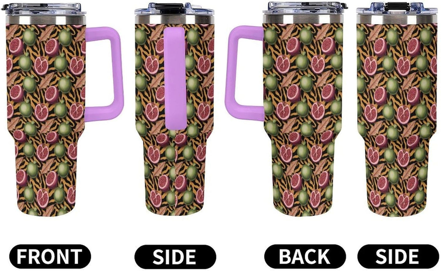 Leakproof Tumbler Vacuum Sealed Car Holder Friendly For Travel Simple Minimalist White Poppy Flower Pattern Coffee Mug Light Rose Red-style-27 - Colors D