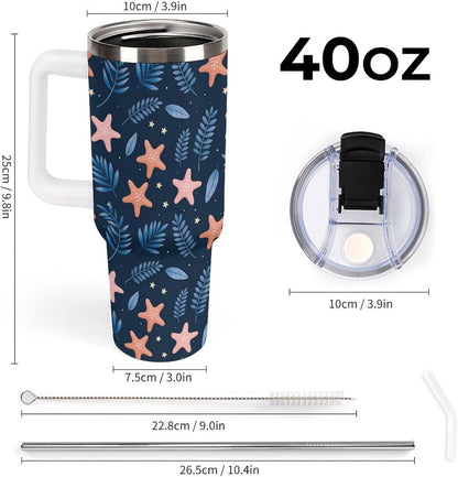 Leakproof Tumbler Vacuum Sealed Car Holder Friendly For Travel Simple Minimalist White Poppy Flower Pattern Coffee Mug Light Rose Red-style-27 - Colors D