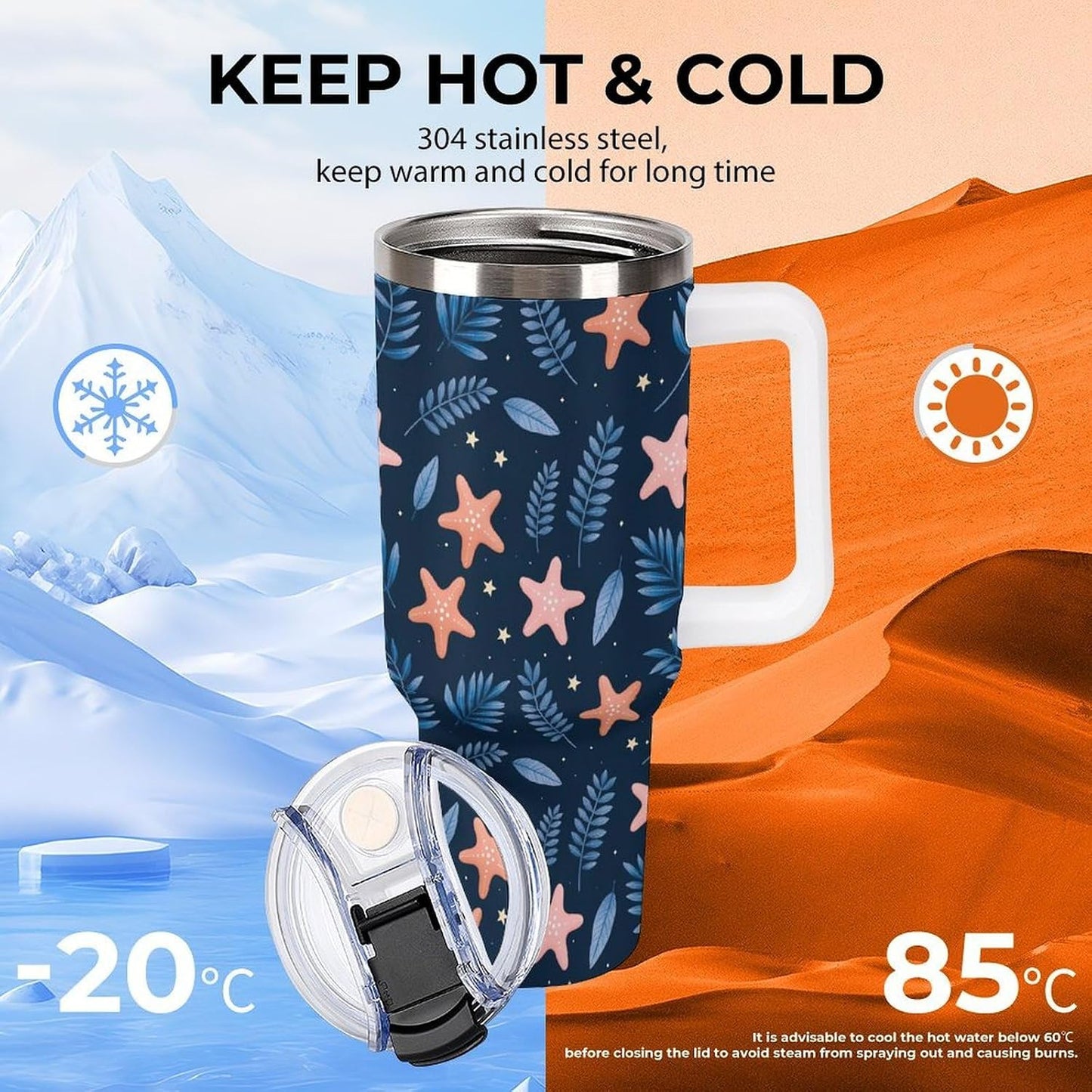 Leakproof Tumbler Vacuum Sealed Car Holder Friendly For Travel Simple Minimalist White Poppy Flower Pattern Coffee Mug Light Rose Red-style-27 - Colors D