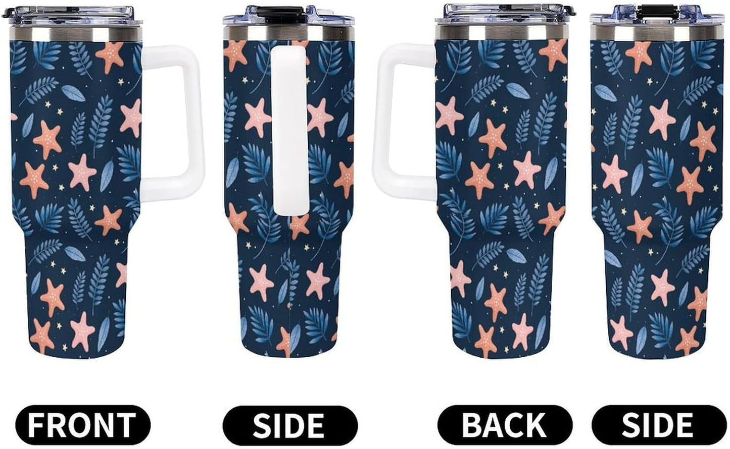 Leakproof Tumbler Vacuum Sealed Car Holder Friendly For Travel Simple Minimalist White Poppy Flower Pattern Coffee Mug Light Rose Red-style-27 - Colors D