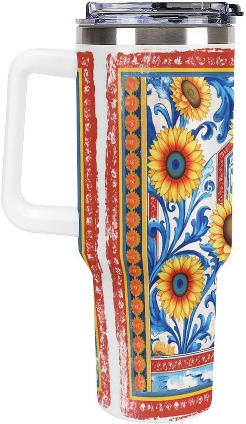 Leakproof Tumbler Vacuum Sealed Car Holder Friendly For Travel Simple Minimalist White Poppy Flower Pattern Coffee Mug Light Rose Red-style-27 - Colors D