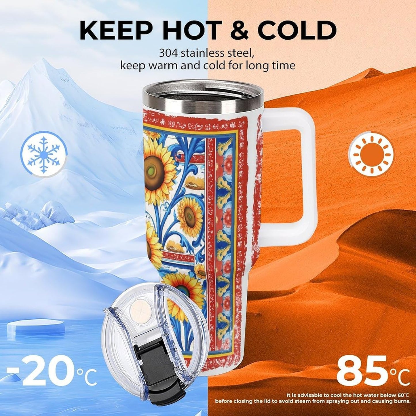 Leakproof Tumbler Vacuum Sealed Car Holder Friendly For Travel Simple Minimalist White Poppy Flower Pattern Coffee Mug Light Rose Red-style-27 - Colors D