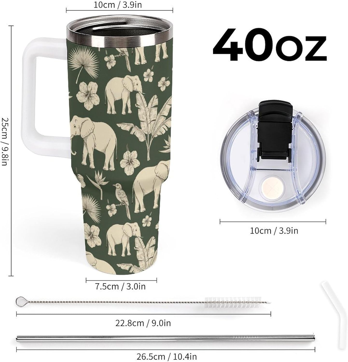 Leakproof Tumbler Vacuum Sealed Car Holder Friendly For Travel Simple Minimalist White Poppy Flower Pattern Coffee Mug Light Rose Red-style-27 - Colors D