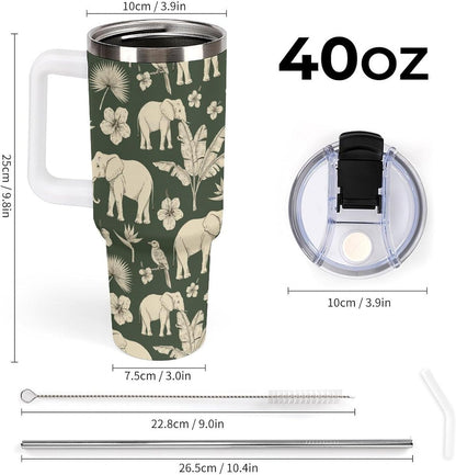 Leakproof Tumbler Vacuum Sealed Car Holder Friendly For Travel Simple Minimalist White Poppy Flower Pattern Coffee Mug Light Rose Red-style-27 - Colors D