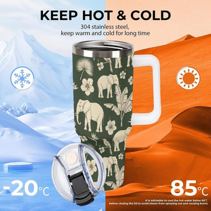 Leakproof Tumbler Vacuum Sealed Car Holder Friendly For Travel Simple Minimalist White Poppy Flower Pattern Coffee Mug Light Rose Red-style-27 - Colors D