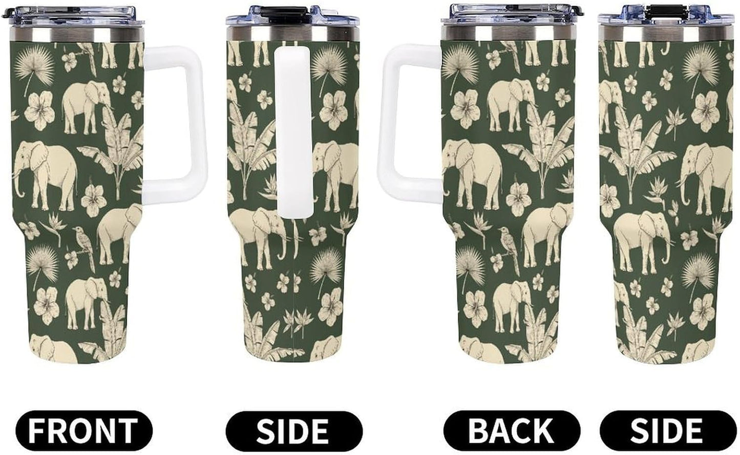 Leakproof Tumbler Vacuum Sealed Car Holder Friendly For Travel Simple Minimalist White Poppy Flower Pattern Coffee Mug Light Rose Red-style-27 - Colors D