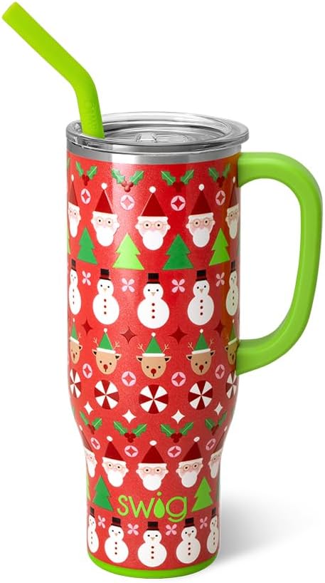 30oz Insulated Mega Mug with Handle & Straw, Cookie Jar | Triple Insulated Stainless Steel - Handle & Straw Included - Extra Large Capacity - Cup Holder Friendly
