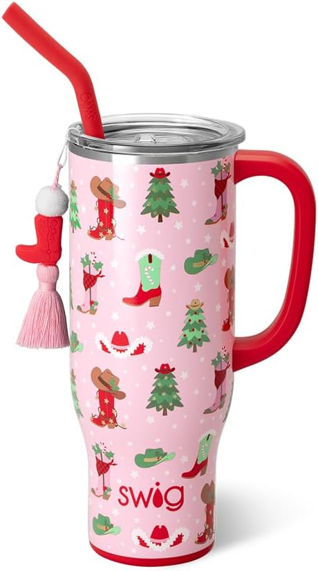 30oz Insulated Mega Mug with Handle & Straw, Cookie Jar | Triple Insulated Stainless Steel - Handle & Straw Included - Extra Large Capacity - Cup Holder Friendly